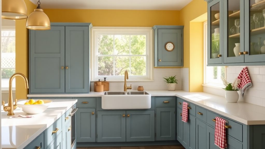 bright blue and cheerful yellow