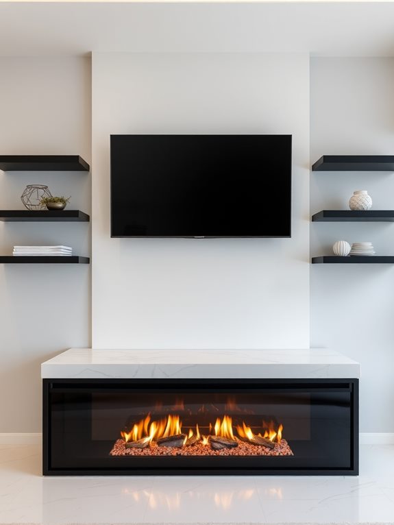 contemporary glass fireplace exhibit