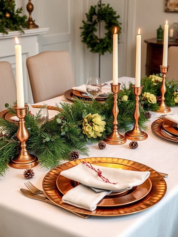 fresh greens and copper accents