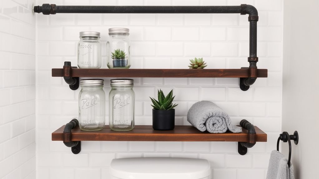 industrial shelves with pipes