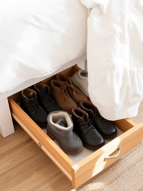 rolling under bed shoe storage