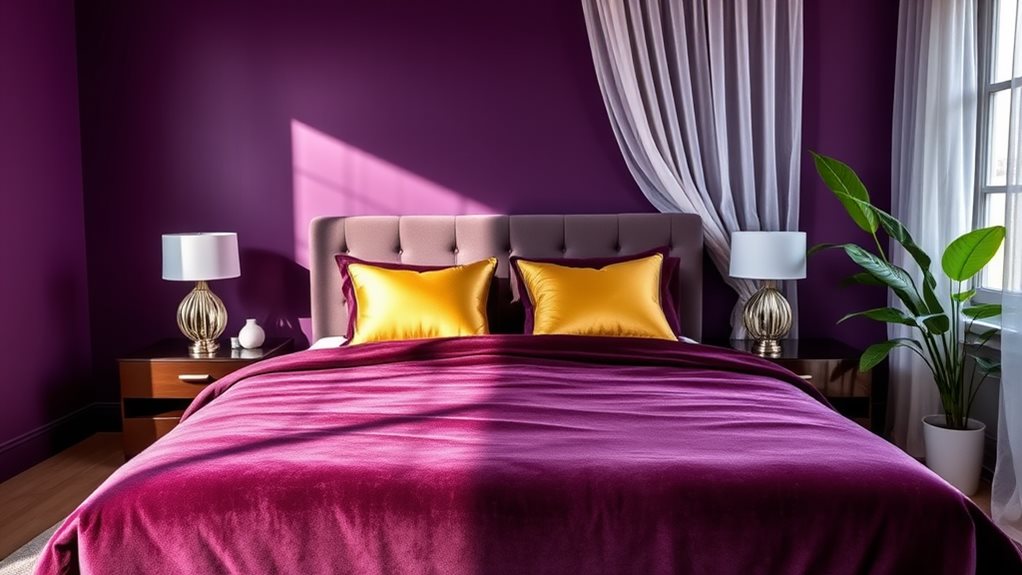 aubergine color bedroom ideas