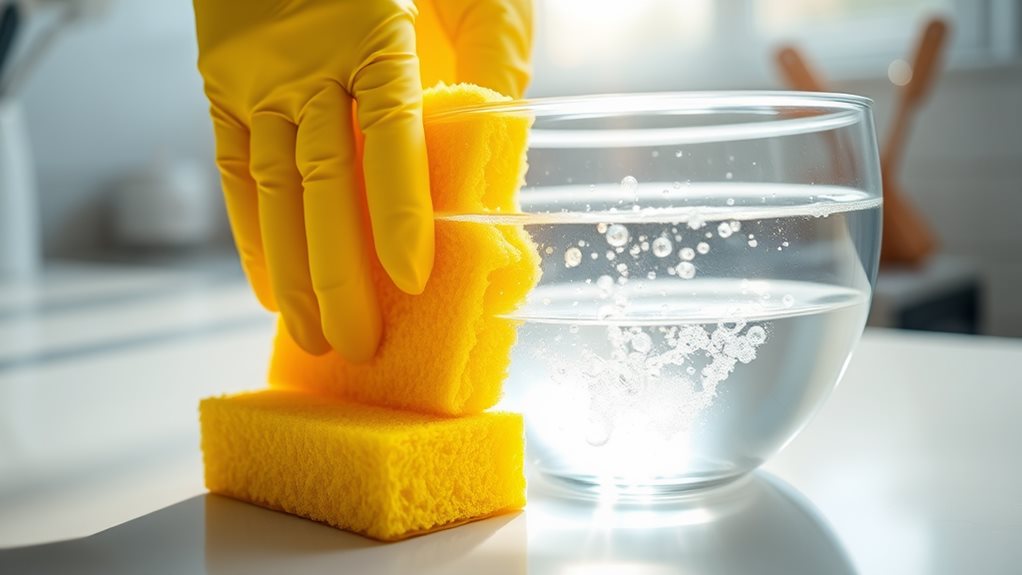 clean sponge with bleach