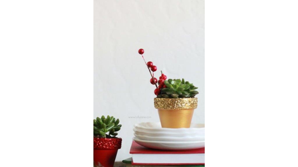 glittery succulent pot crafts