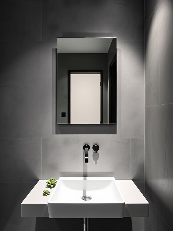 guest bathroom with cement