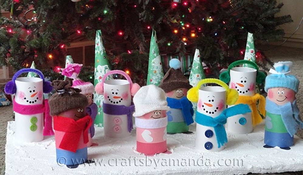 kids and cardboard snowmen