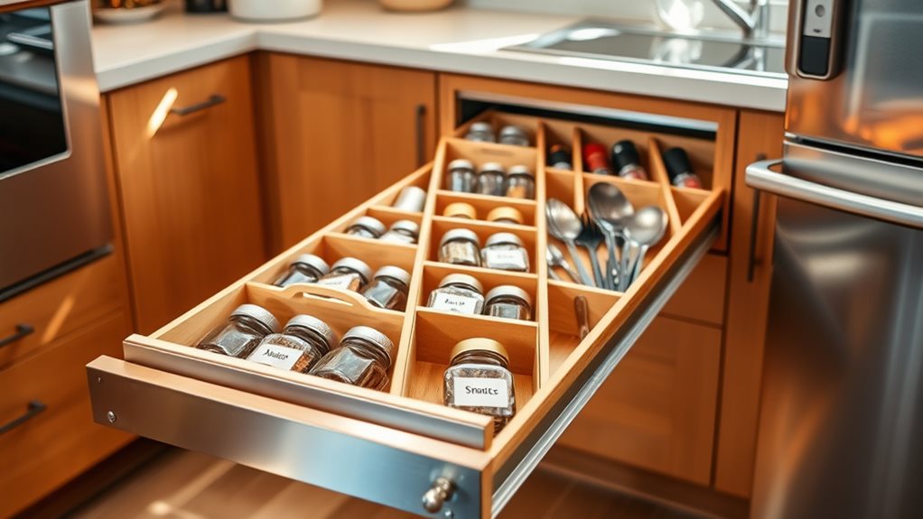 narrow kitchen storage drawer