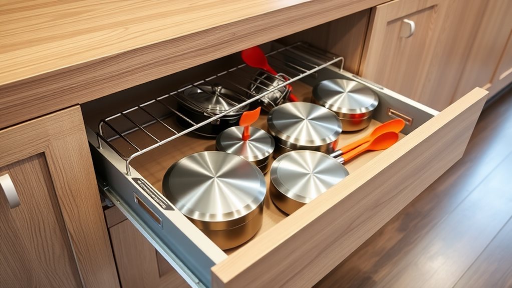 sliding pot and pan drawer