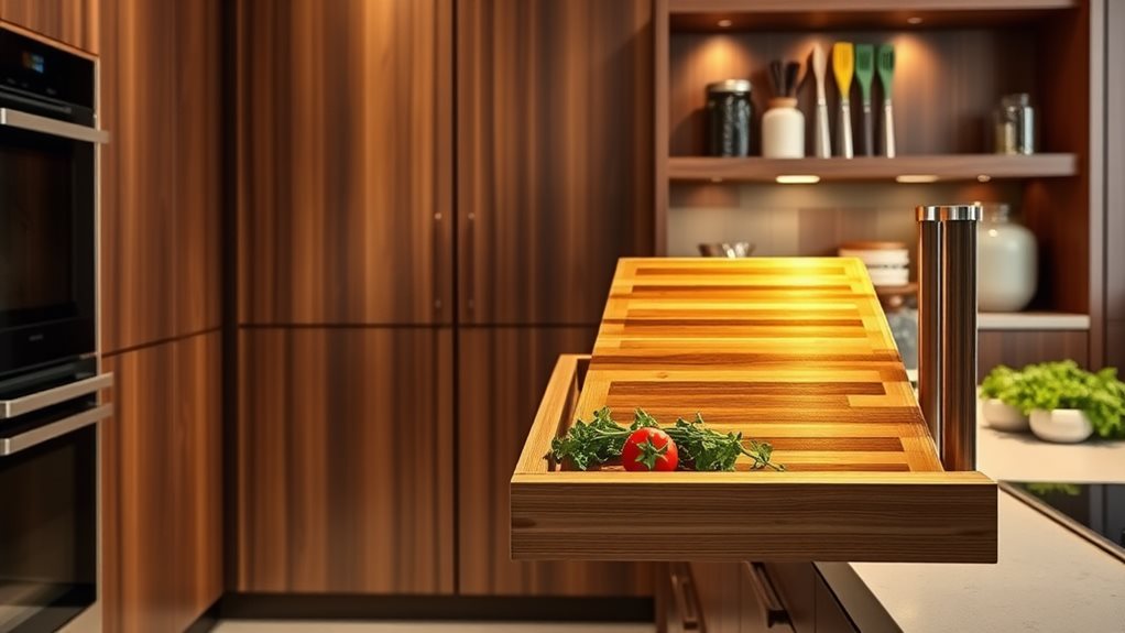 sliding work surface storage