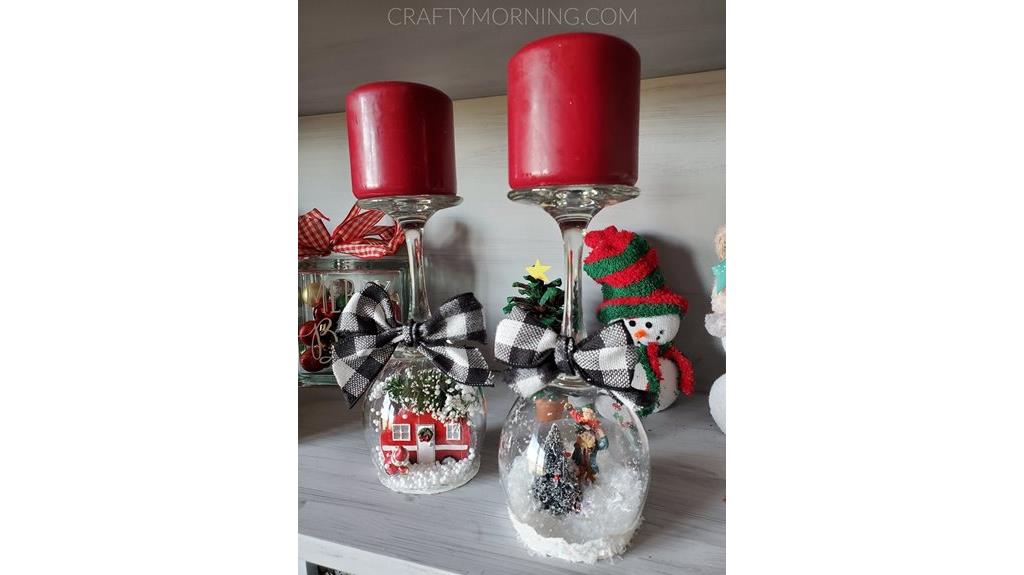 snow globe wine candelabra