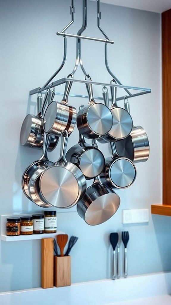 wall mounted cookware shelf