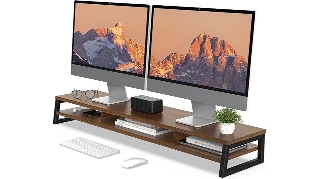 wooden monitor lift stand