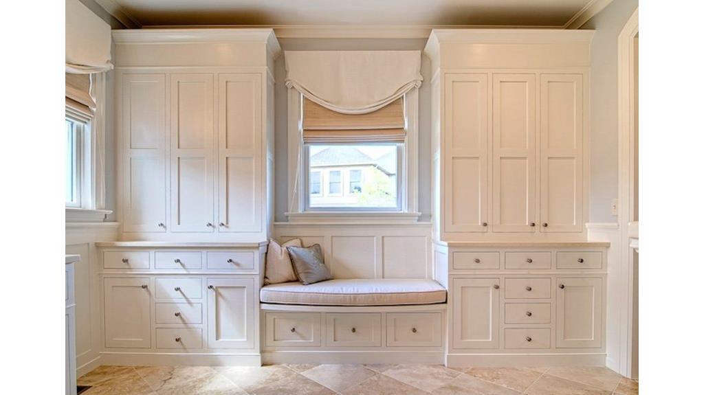 bathroom window with bench