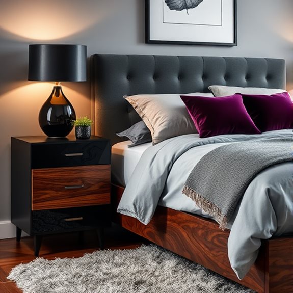 black wooden nightstands