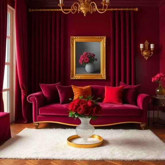 burgundy and gold decor