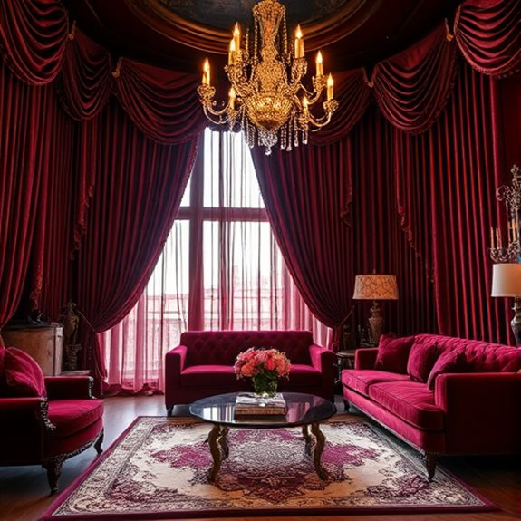 burgundy glamorous curtains decor