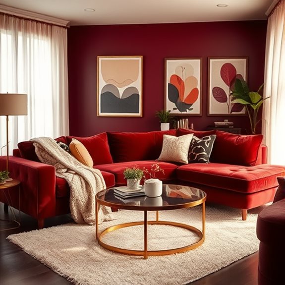 comfortable burgundy salon space