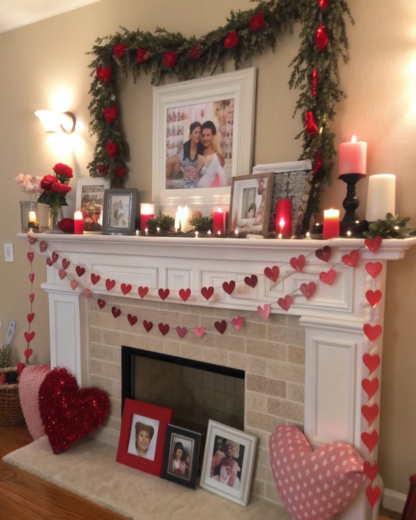 Déco de cheminée romantique pour la Saint-Valentin