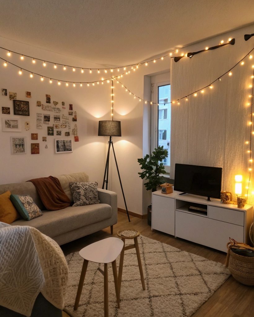 Appartement étudiant avec éclairage cosy