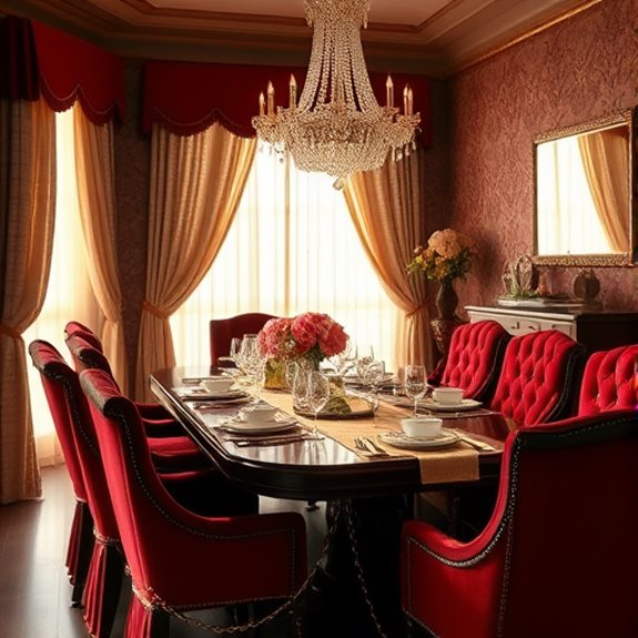 elegant dining area burgundy