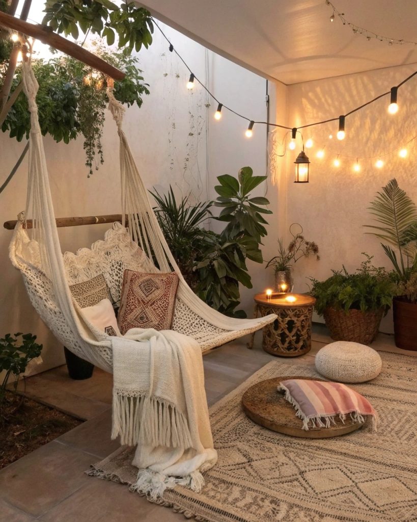 Un espace méditation minimaliste avec des touches boho pour une ambiance épurée.