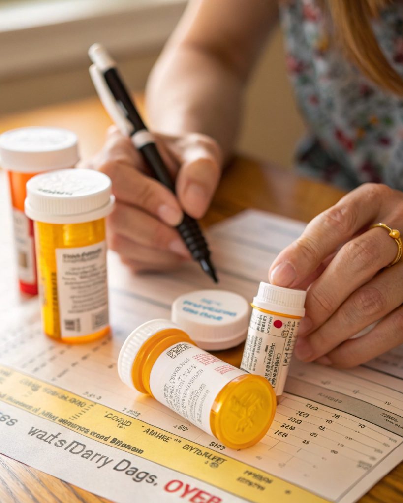 Étiquetage et datation des médicaments.