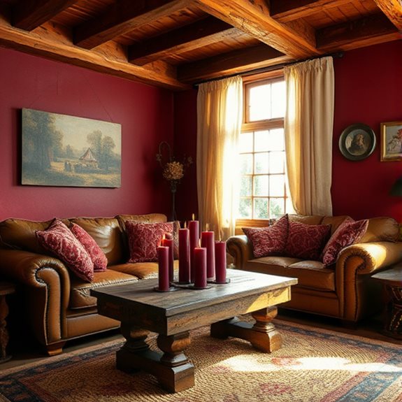 rustic burgundy accent pieces