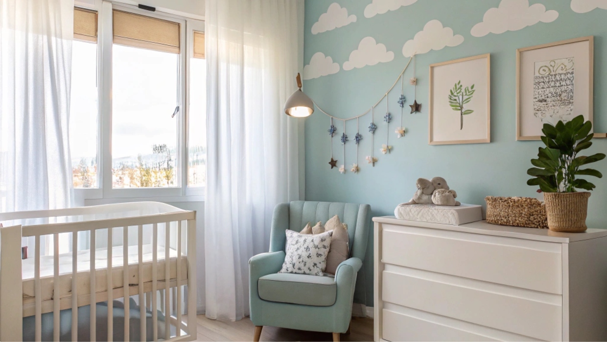 chambre bébé thème nuage