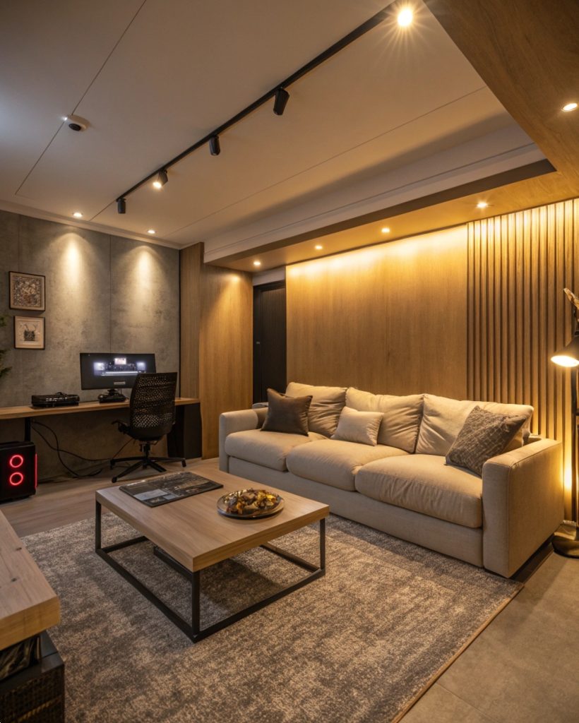 Coin détente confortable dans une salle de jeux