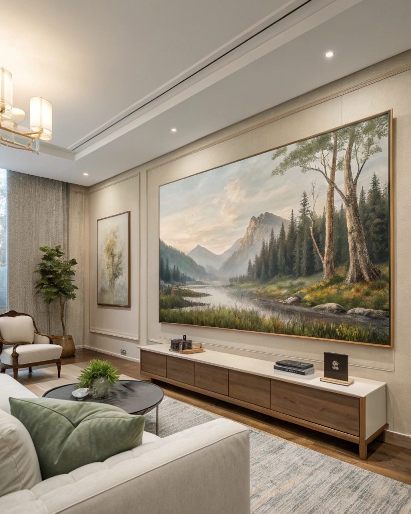 Œuvre d'art inspirante dans un salon Feng Shui