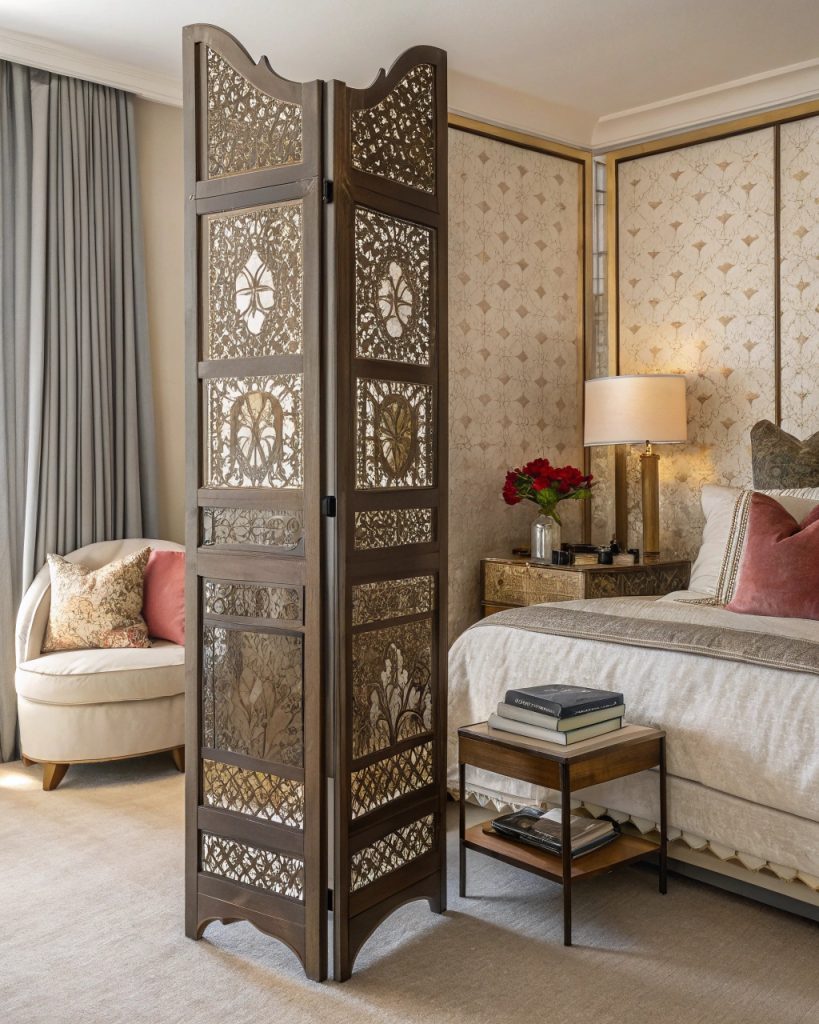 Paravent décoratif dans une chambre élégante