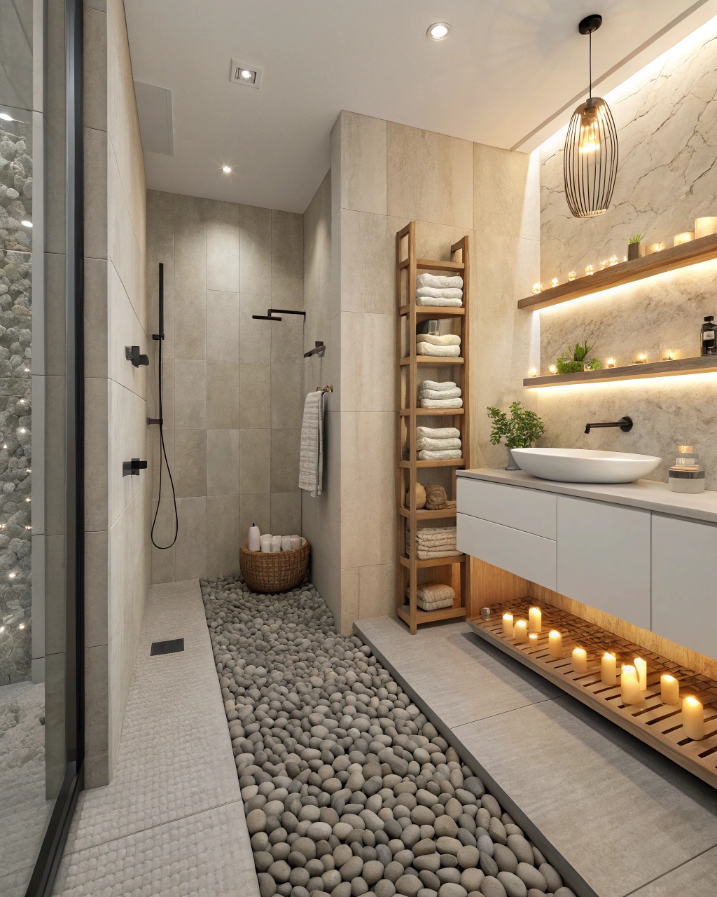 Salle De Bain Galet Et Bois