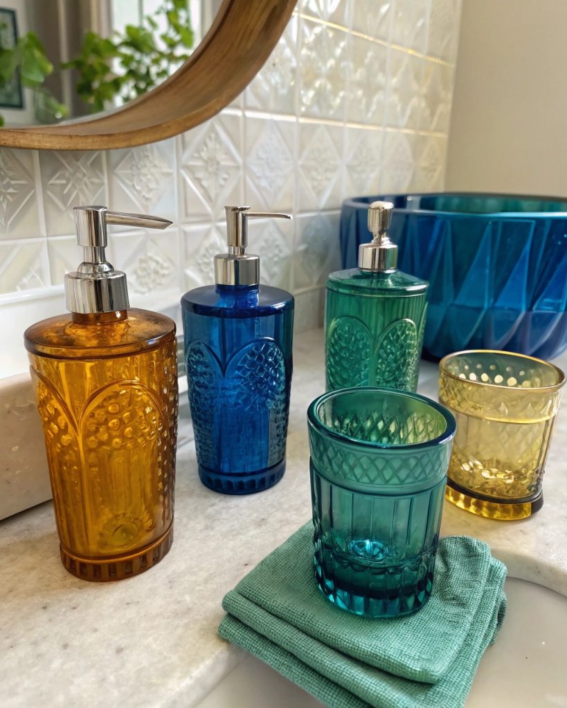 Accessoires en verre coloré rétro