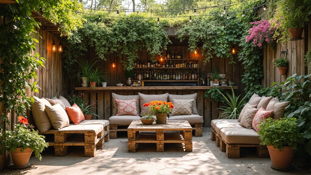 ensemble de bar en palette d'extérieur