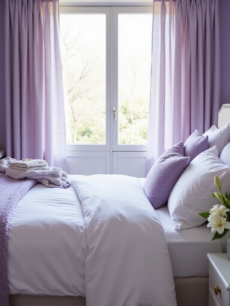 rideaux coordonnés violet pastel