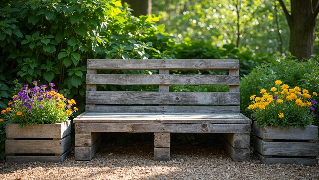 banc de plantes en palette rustique