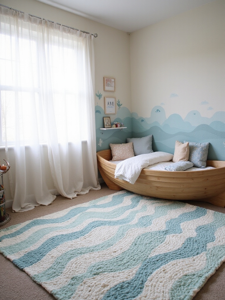 tapis en textile à motifs vagues