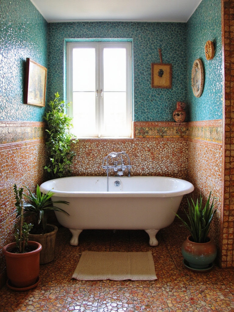 conceptions artistiques de mosaïque pour salles de bains