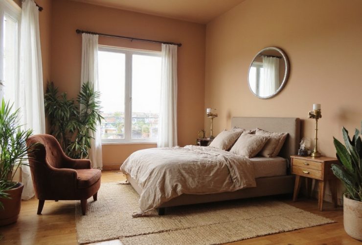 idées de chambre à coucher dans des tons camel