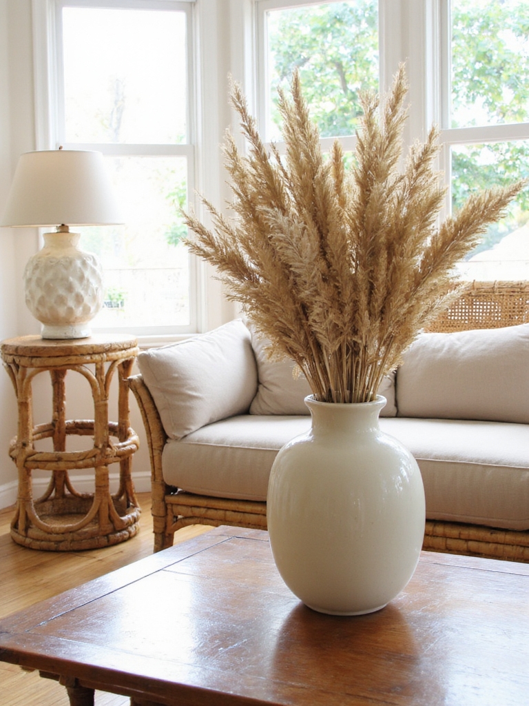 combinaison de céramique et de rotin