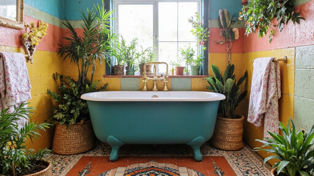 idées de conception de salle de bain colorée