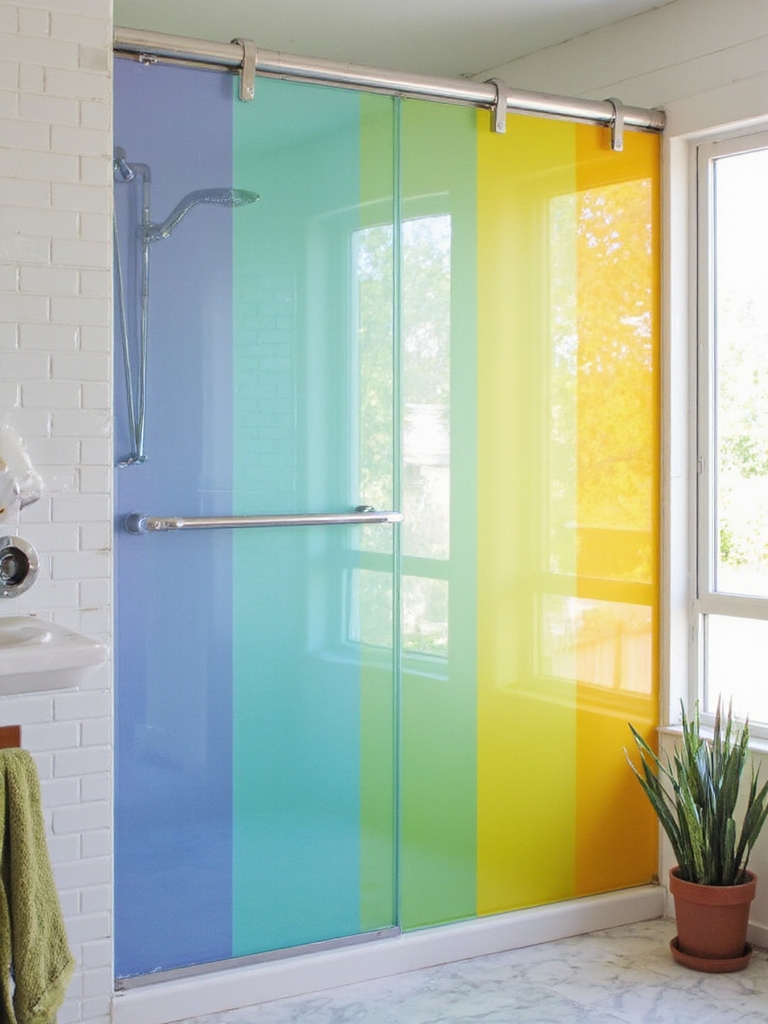 portes de douche en verre coloré