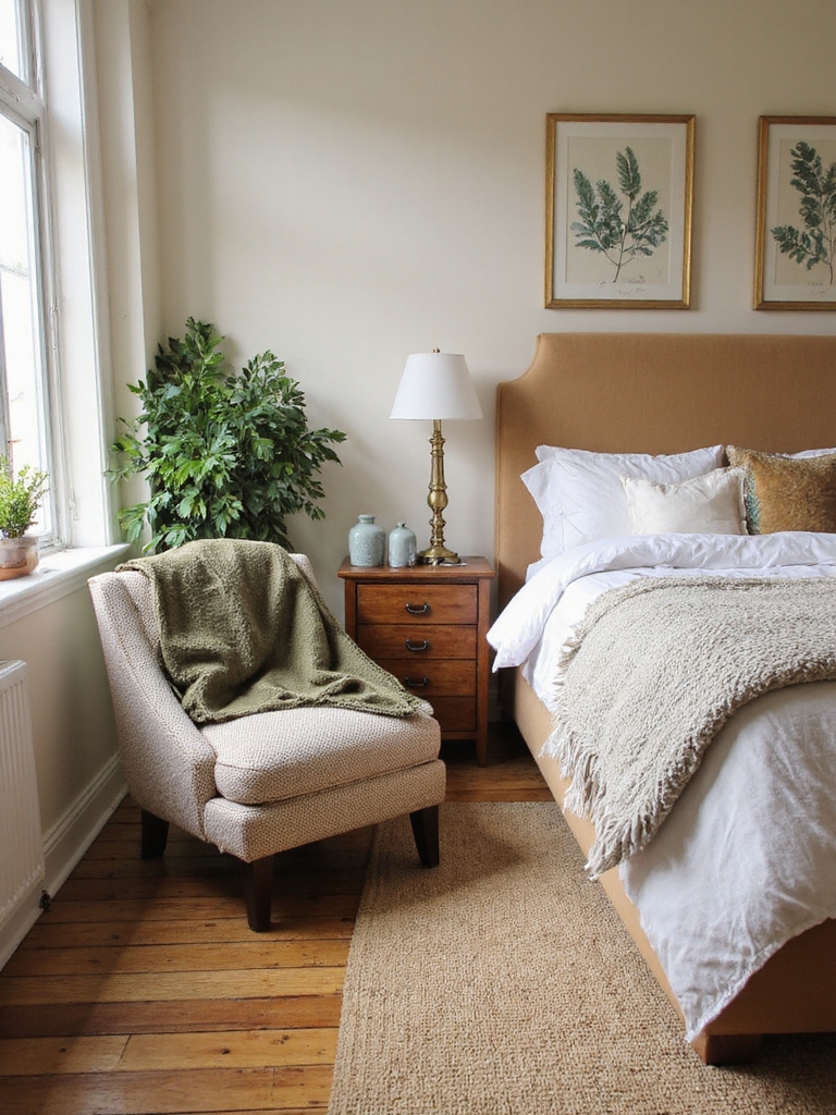 les accents verts terreux s'intègrent à merveille