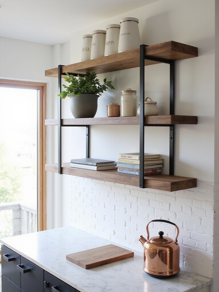 installation d'étagère ouverte élégante