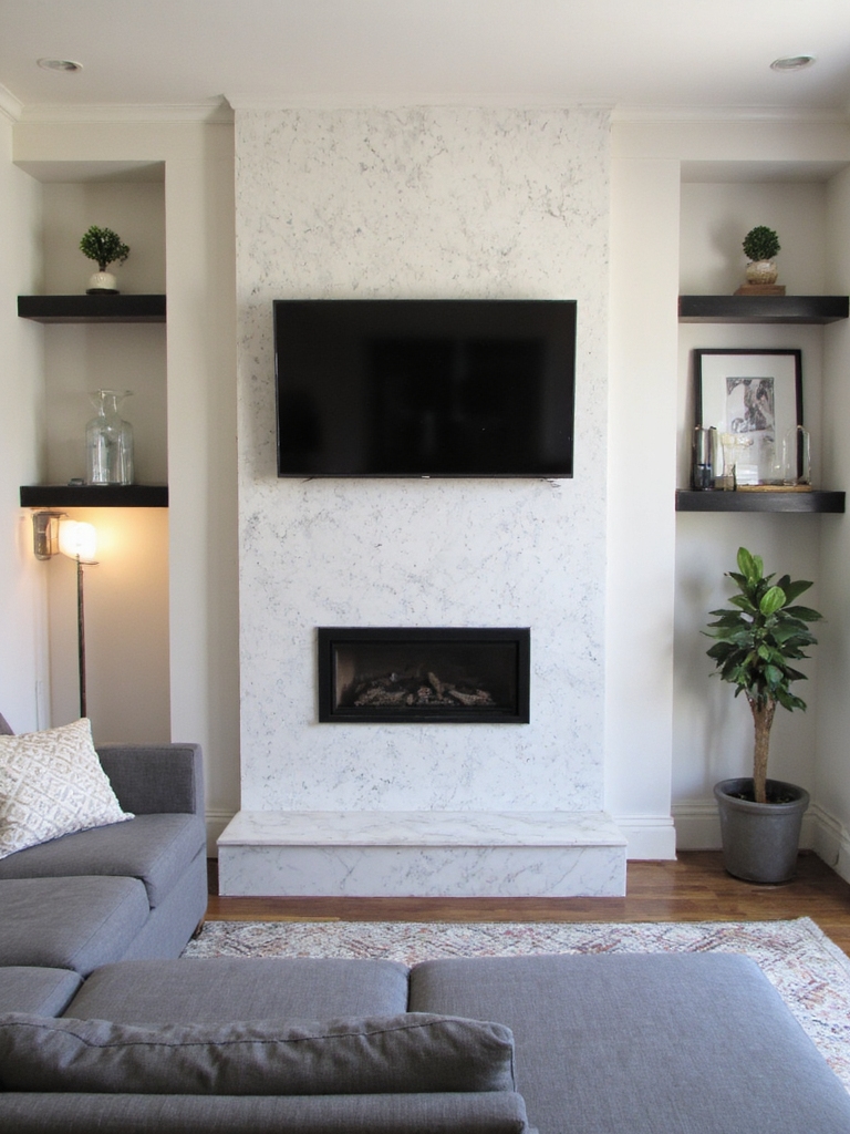 conception de cheminée télé surélevée