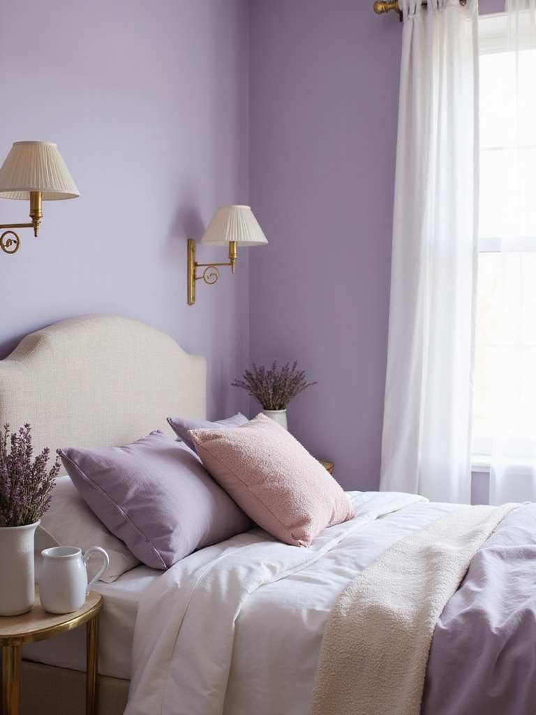 murs lilas avec des détails en laiton