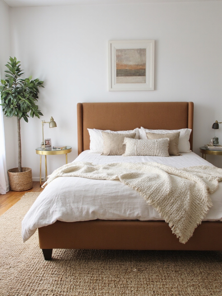 lit somptueux en velours de chameau