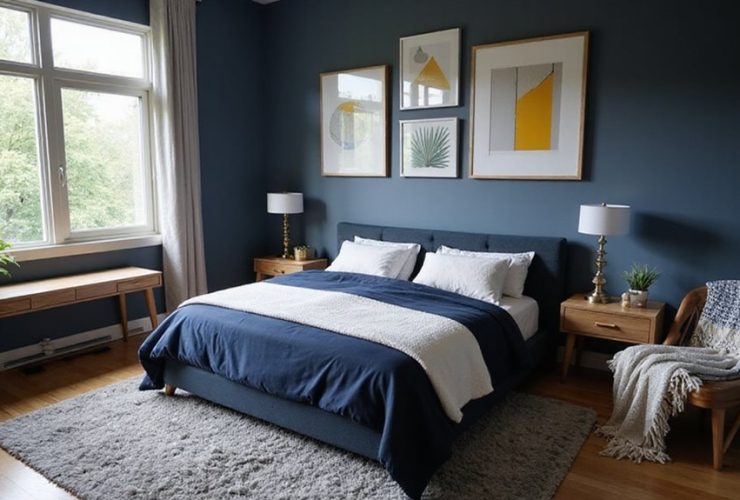 idées de chambre d'adolescent en bleu marine