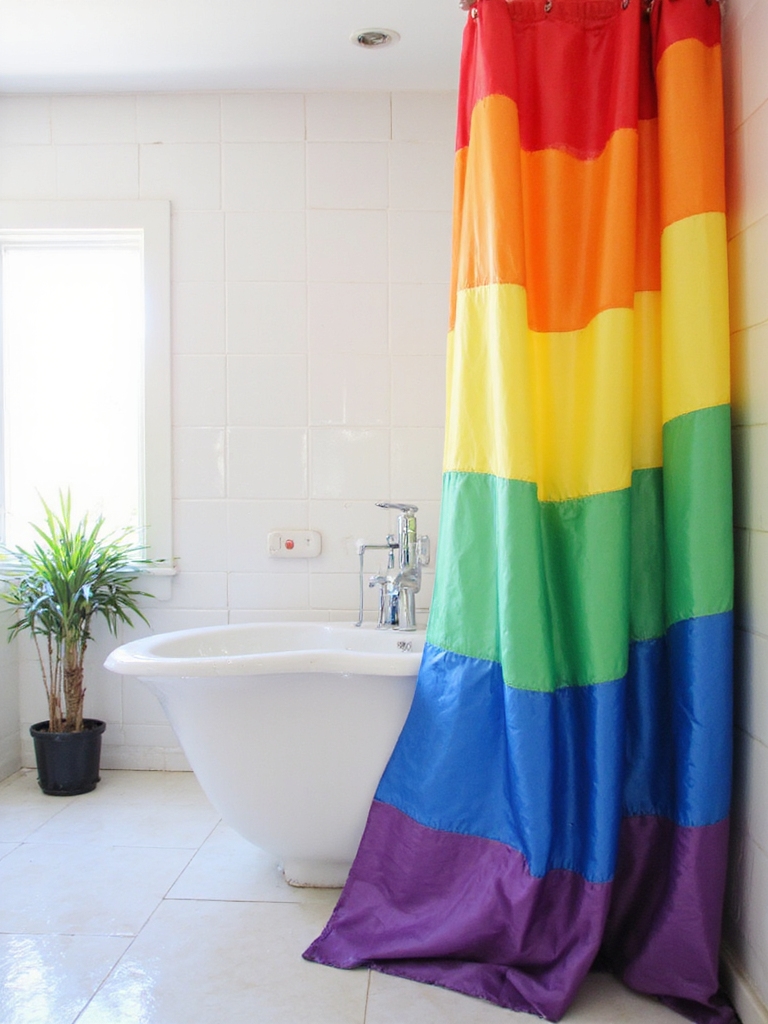 rideau de douche arc-en-ciel joie