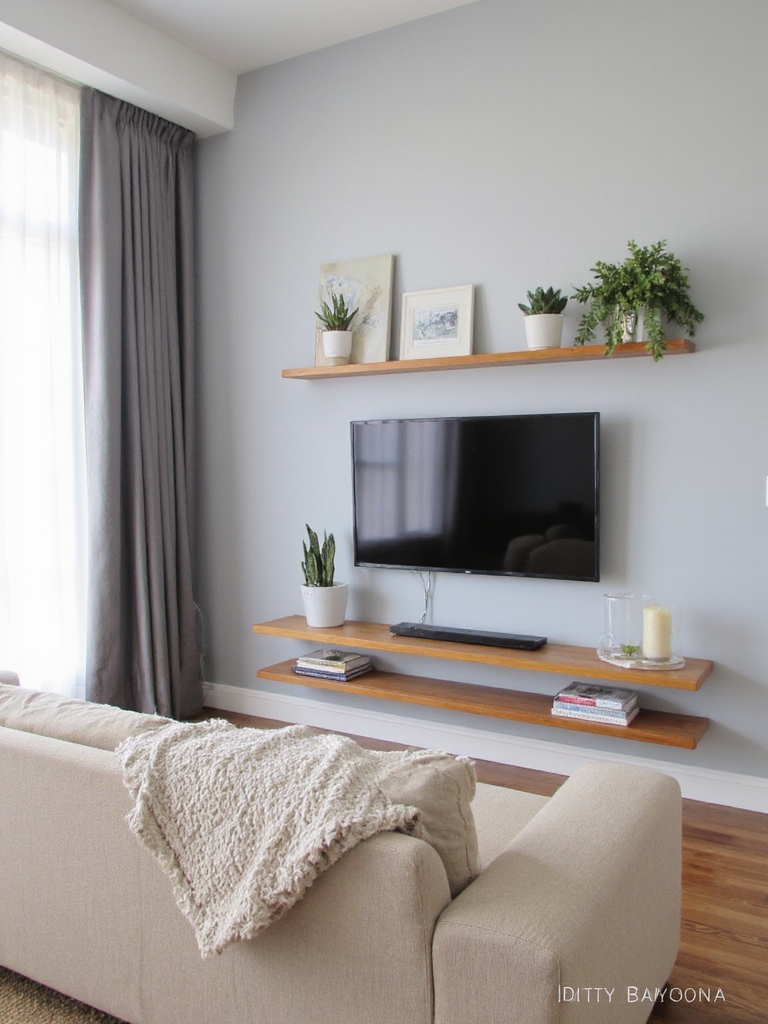 rangement élégant autour de la télévision